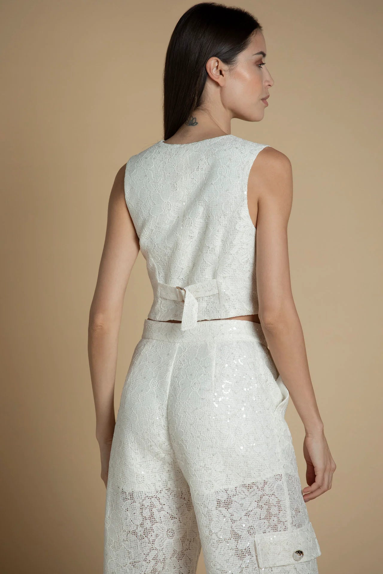 Calças culotte em renda