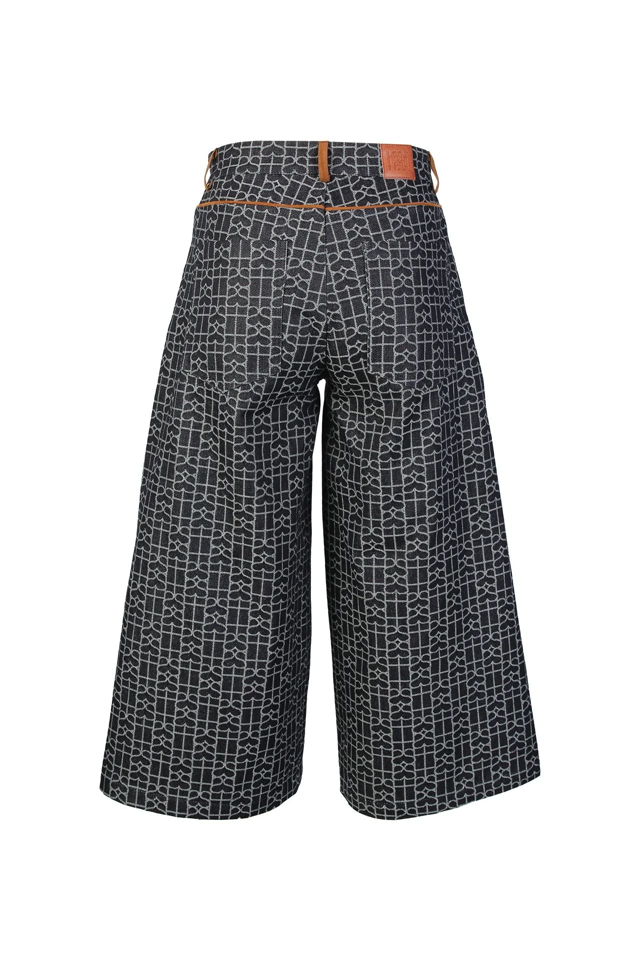 Calças Culotte Denim com Estampa SH