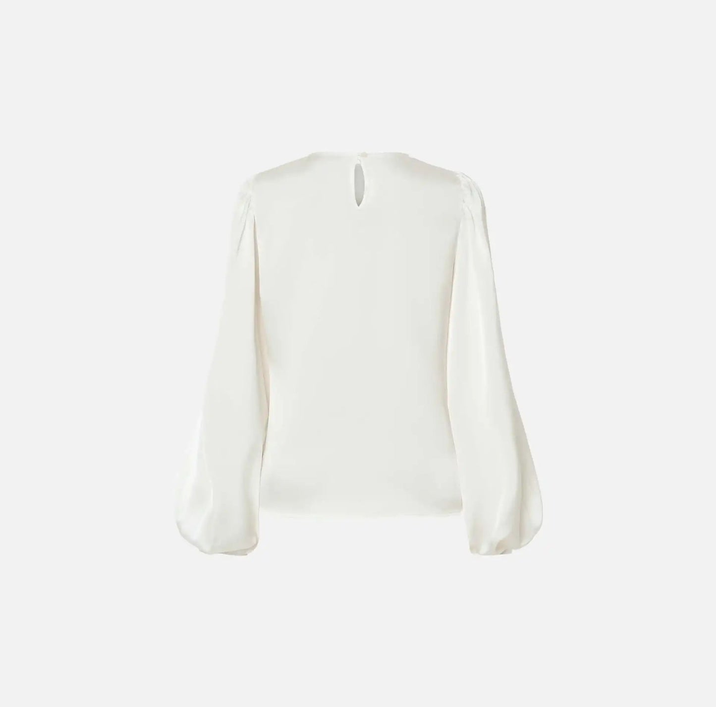 Blusa Branca de Manga Comprida em Cetim