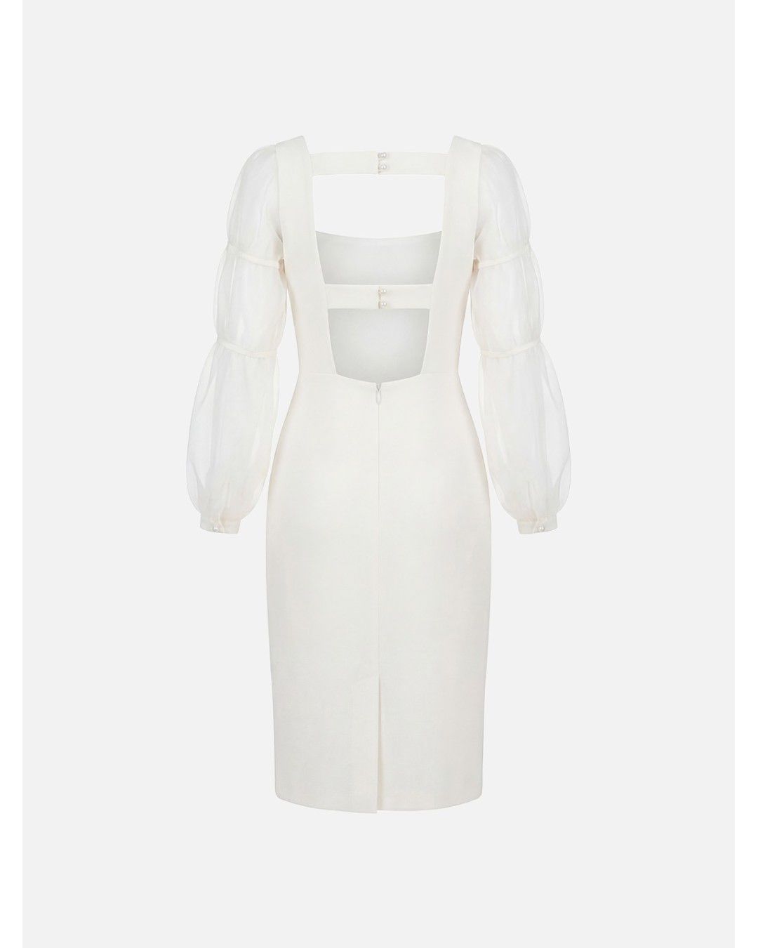 Vestido com manga abalonada em organza