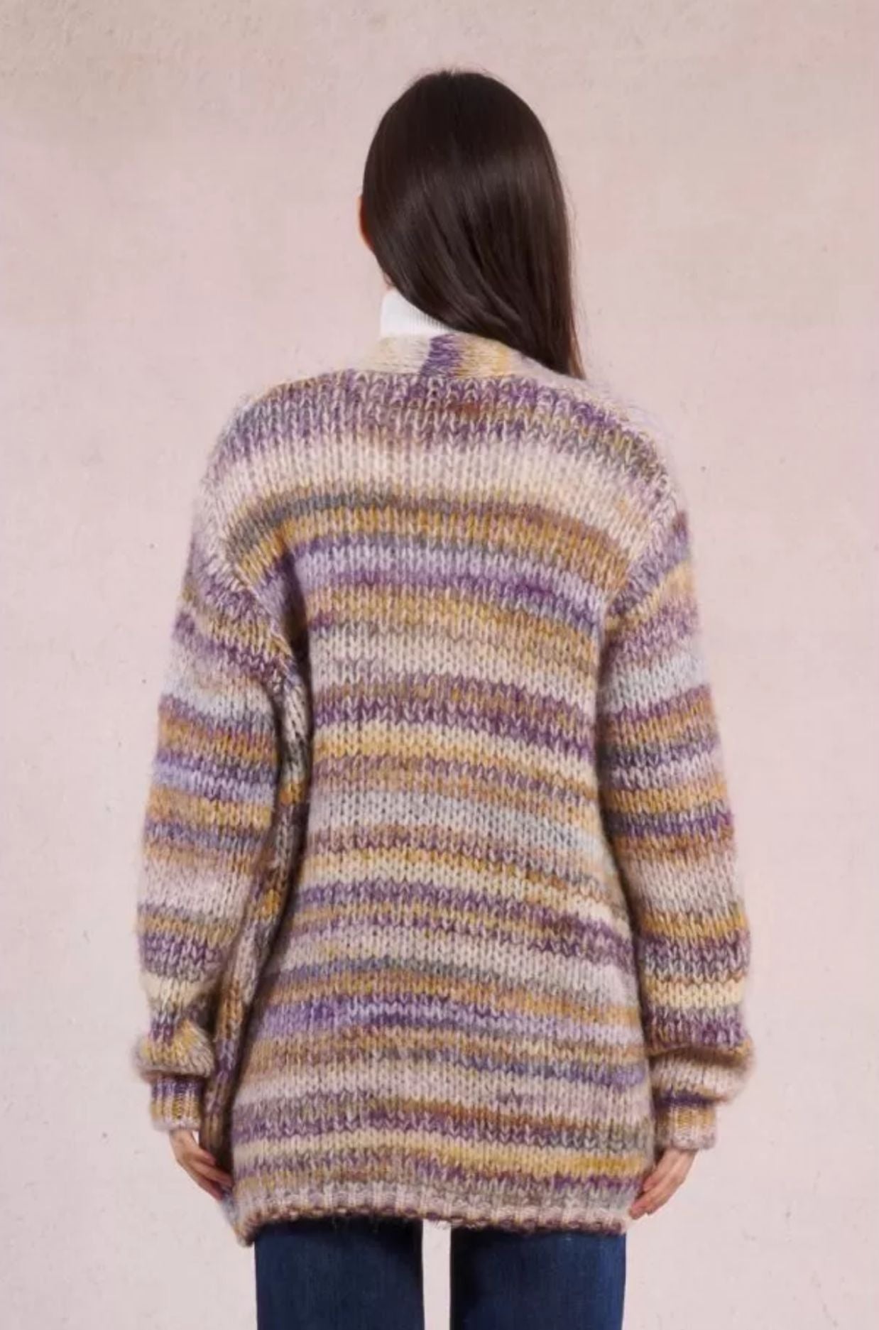 Cardigã de tricô aberto