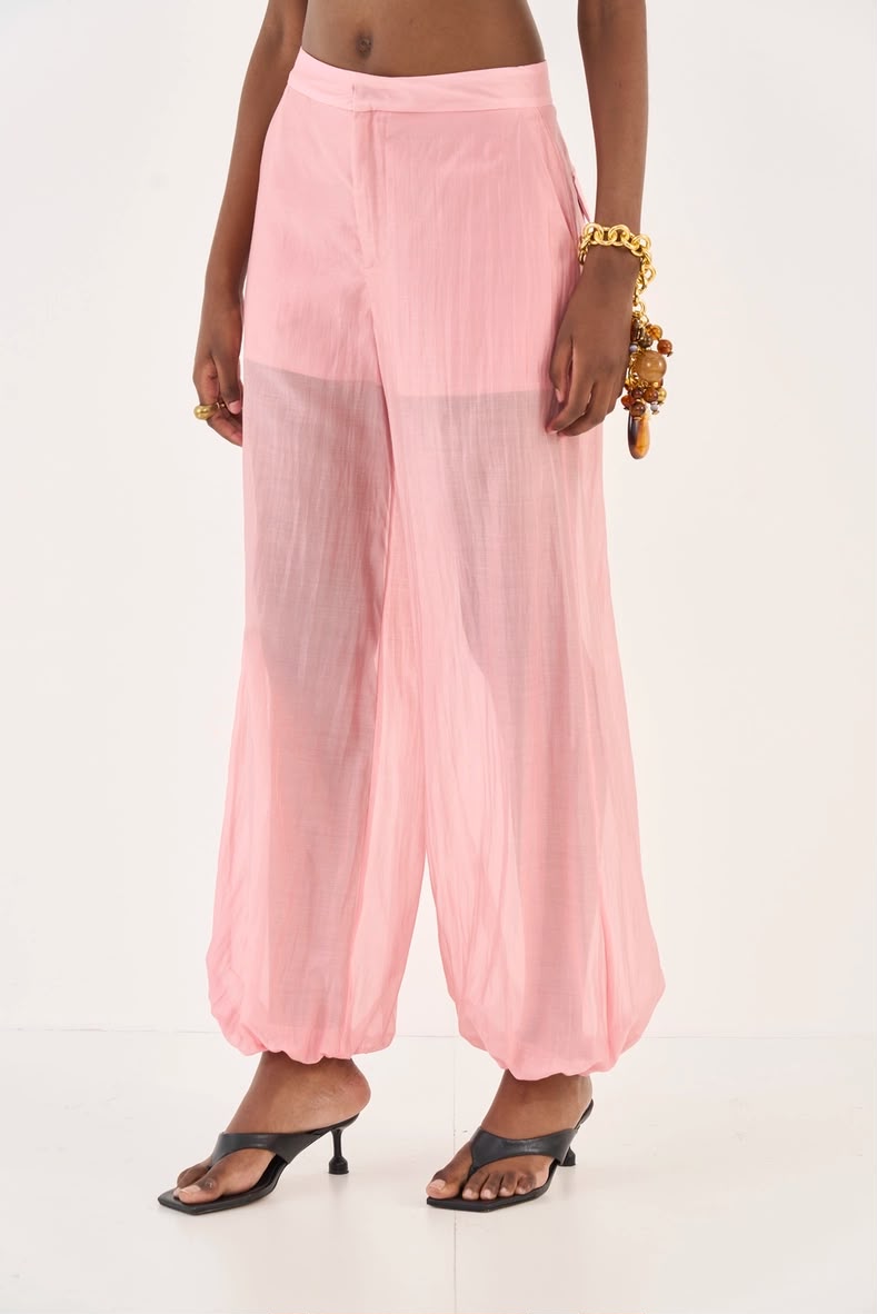 Conjunto Blusa Peplum & Calça Rosa