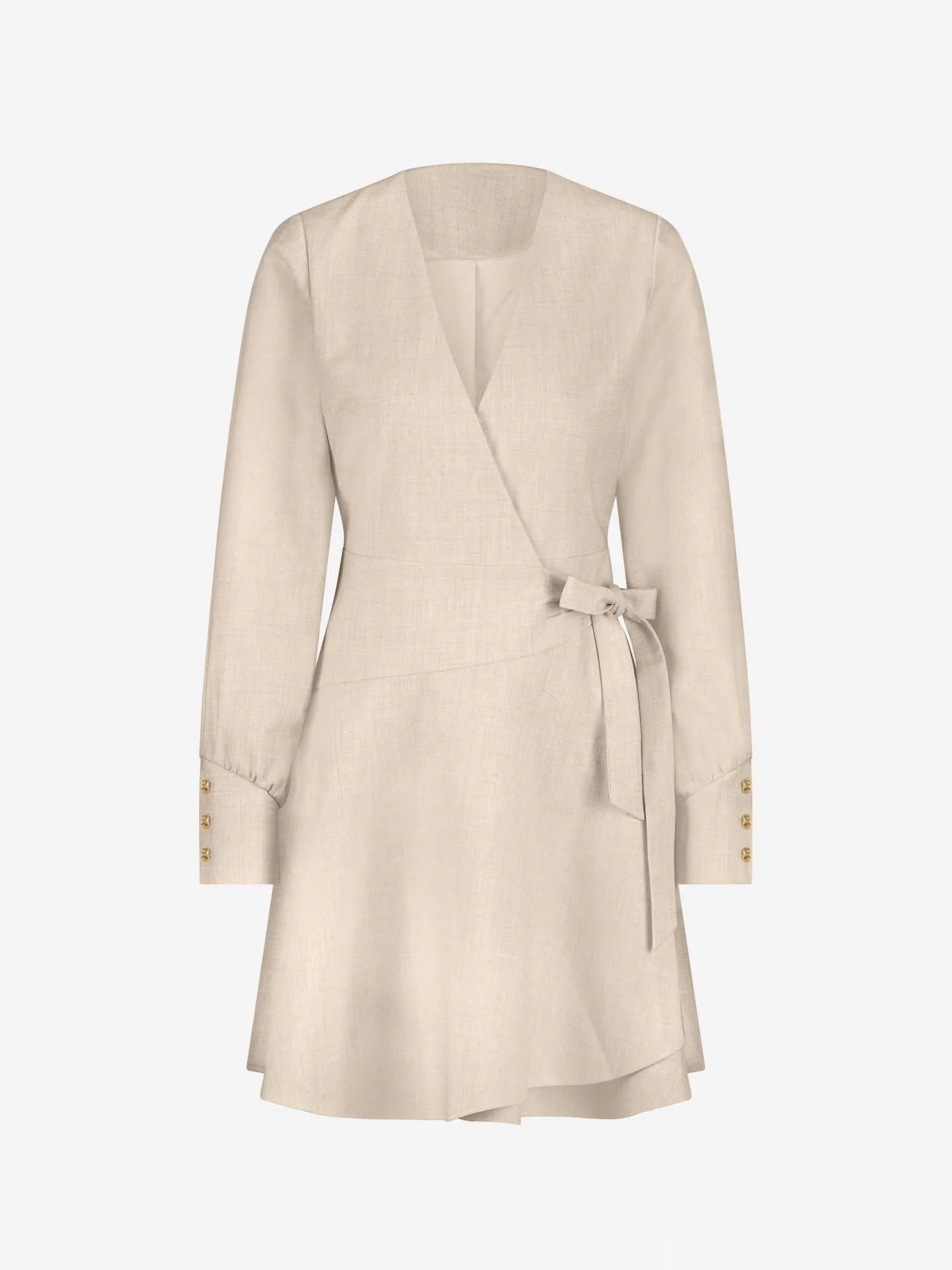 Vestido envelope mescla com detalhe dos botões