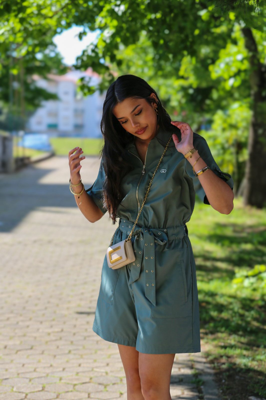 Macacão Khaki com Cinto