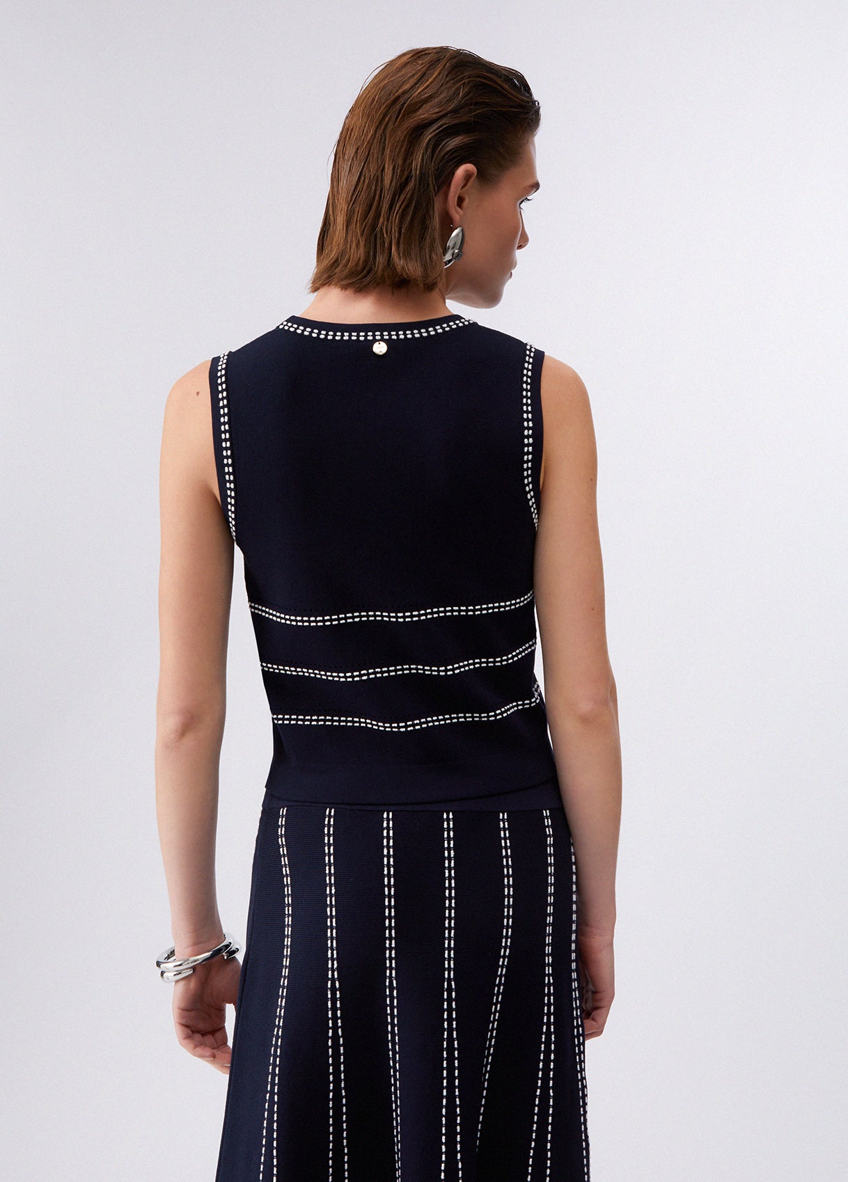 Top de Cavas Malha Azul Escuro