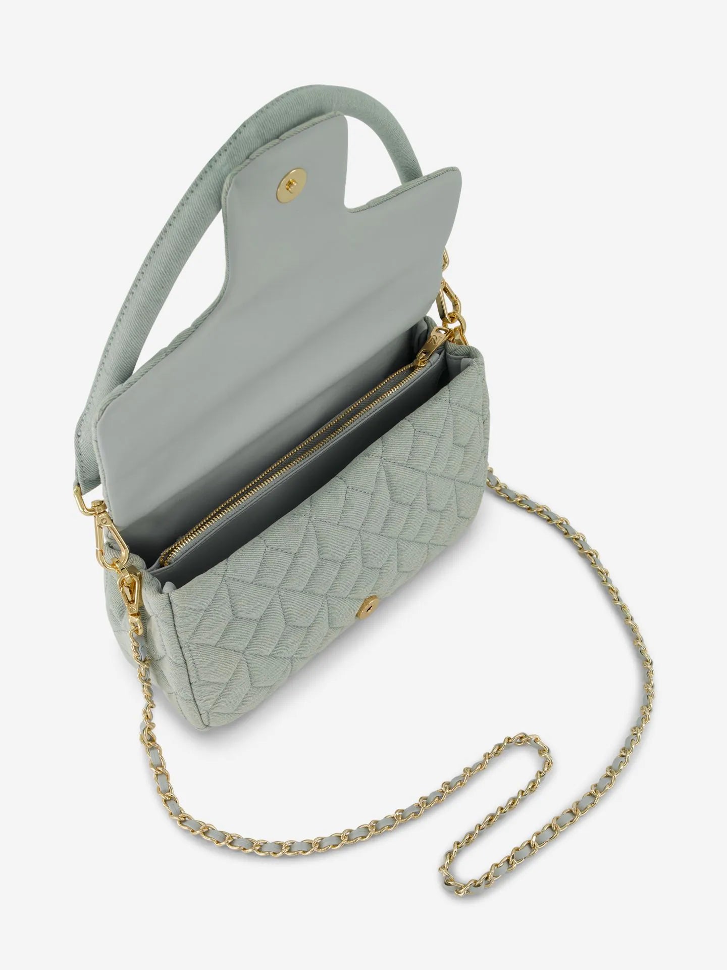 Bolsa de ombro jeans acolchoada com logotipo N