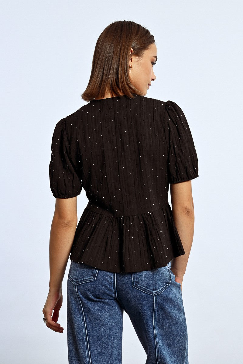 Blusa com strass para amarrar