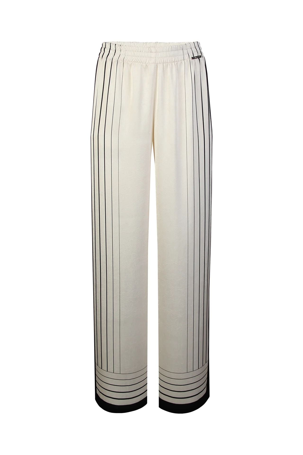 Conjunto Feminino em Seda Off-White com Detalhes em Preto