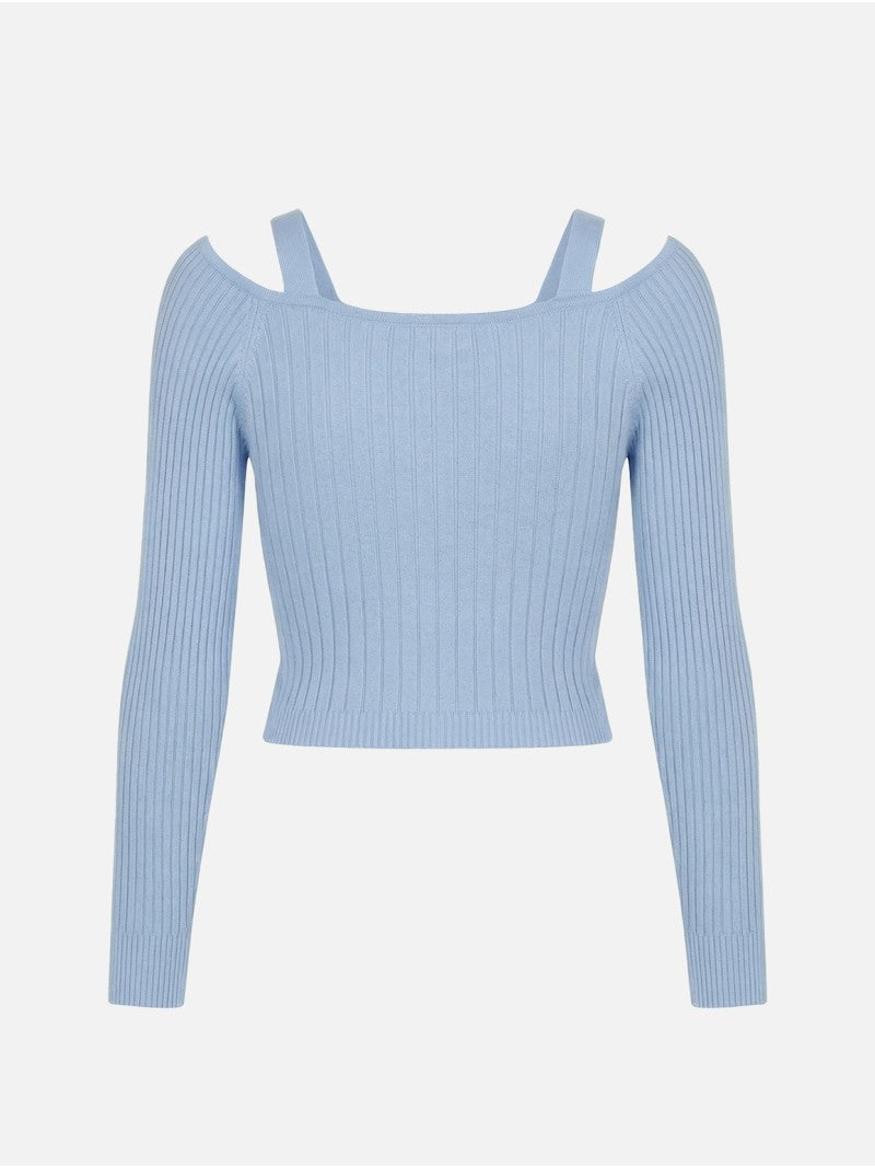 Camisola de malha curta com efeito canelado