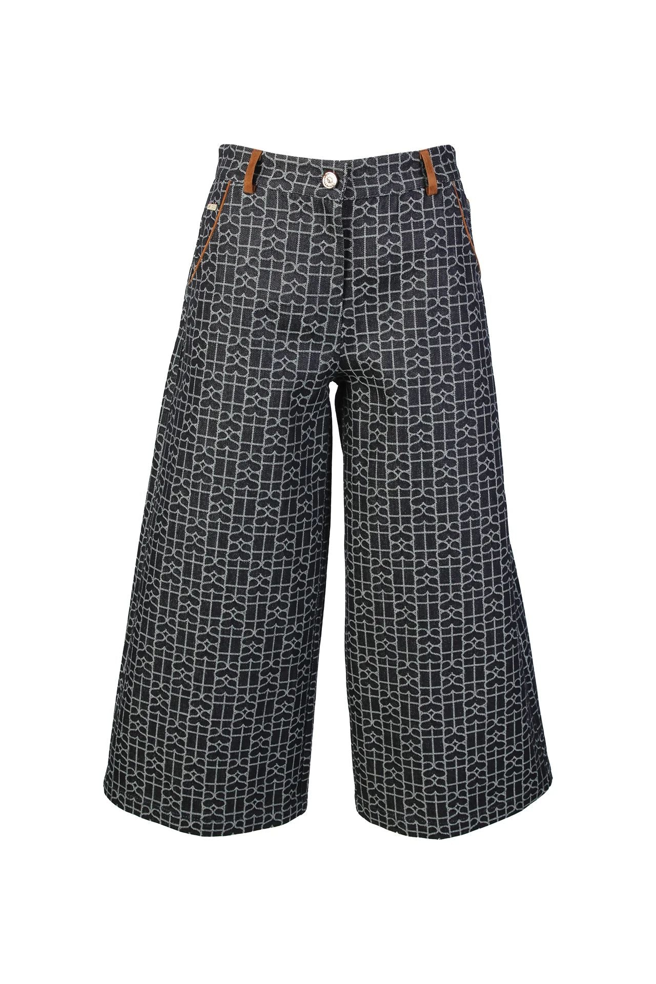 Calças Culotte Denim com Estampa SH