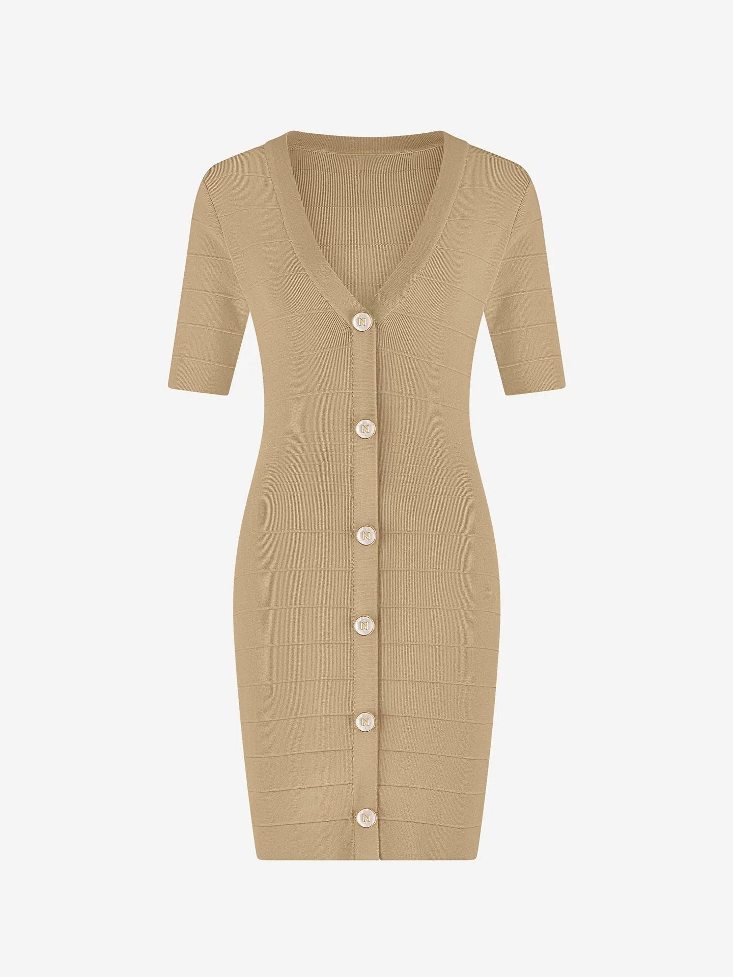 Vestido Justo com Botões Frontais