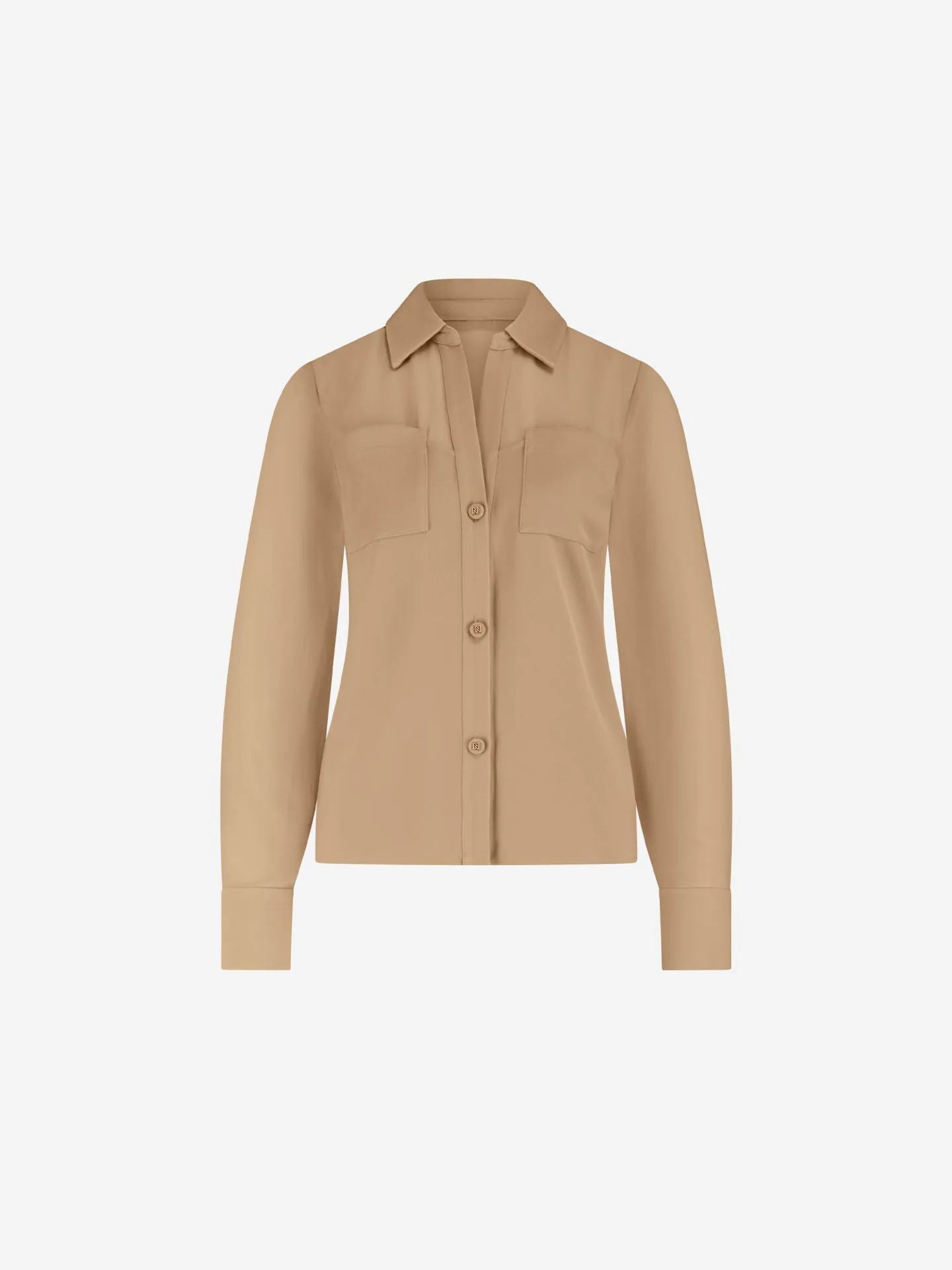 Blusa Nikkie Bege em Seda Fluida
