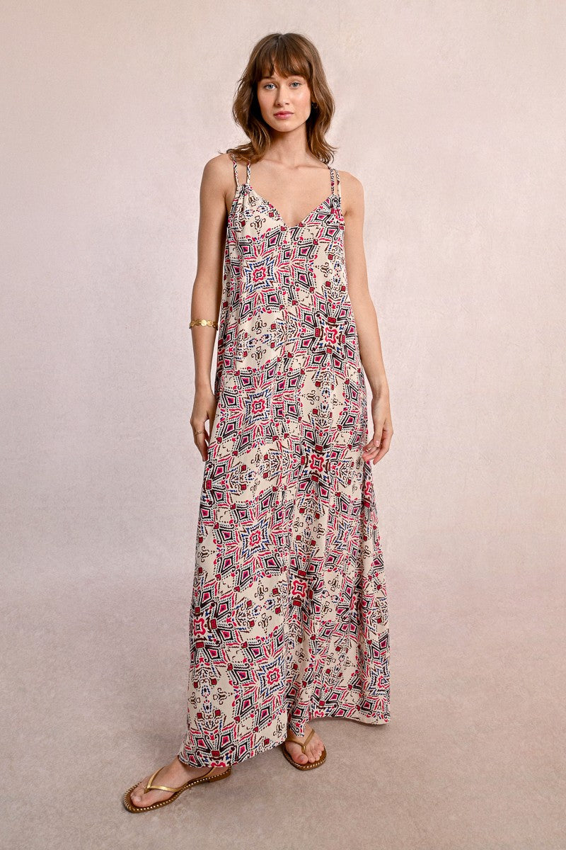 Vestido longo com alças duplas