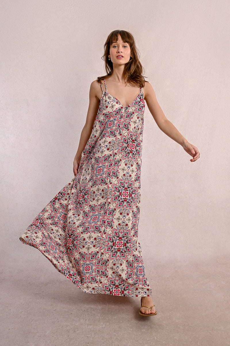Vestido longo com alças duplas