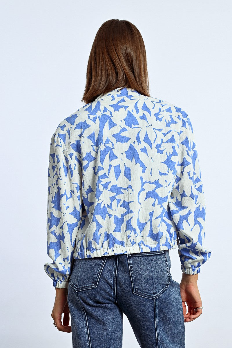 Jaqueta bomber curta estampada