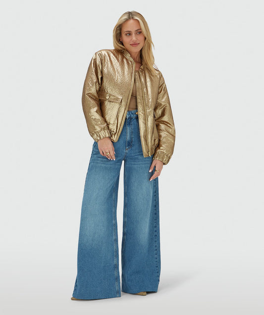 Jaqueta bomber metálica oversized KELSEY - bronze dourado