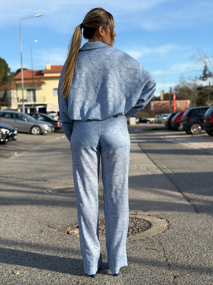 Calças de Cintura Subida em Renda