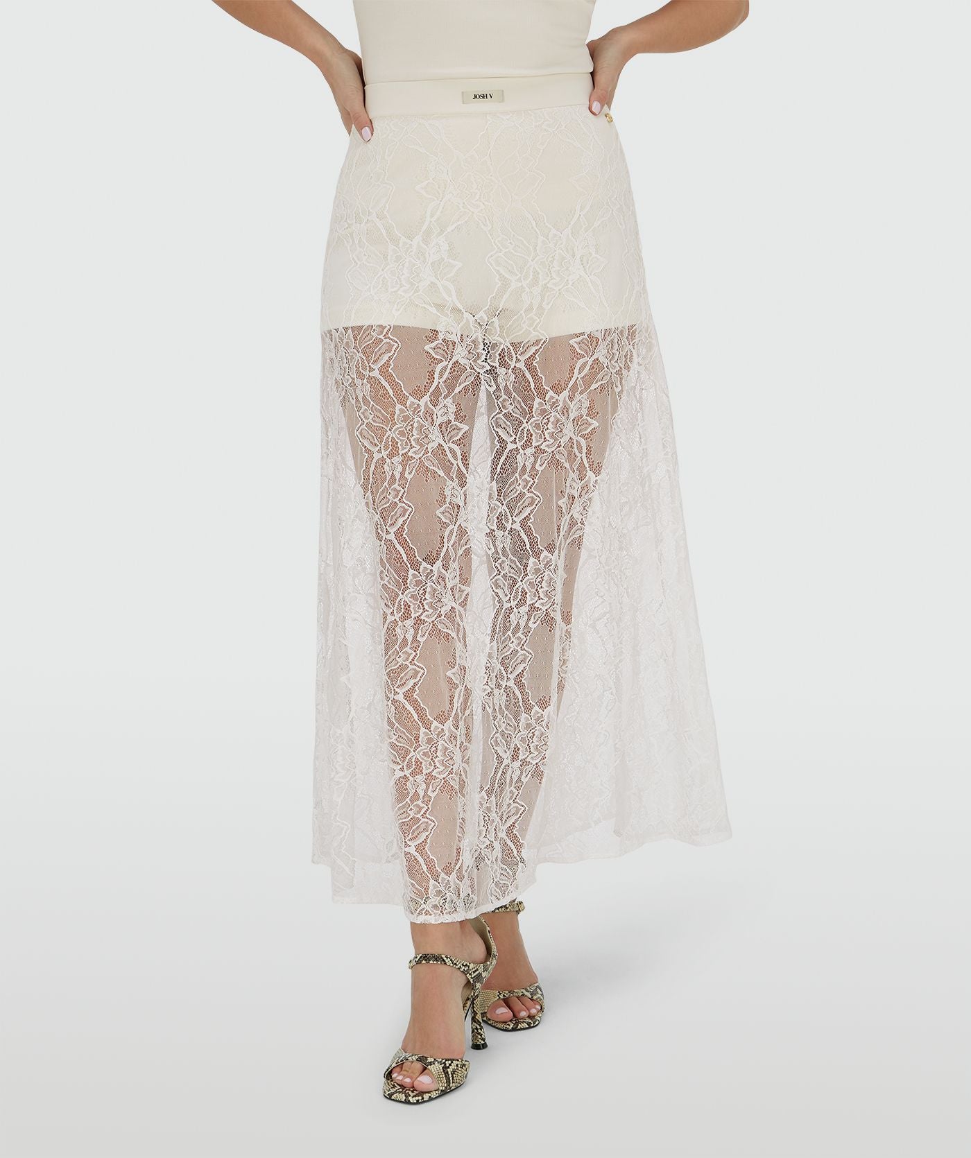 Saia de cintura alta TRIXIE - branco creme