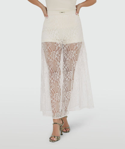 Saia de cintura alta TRIXIE - branco creme