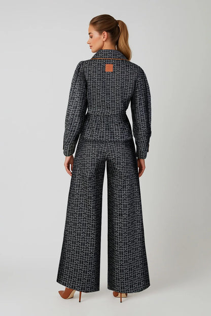 Calças Culotte Denim com Estampa SH