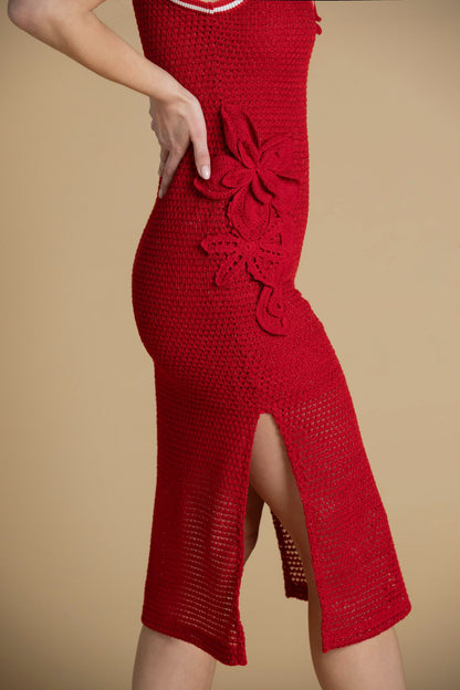 Vestido de Malha com pormenores florais