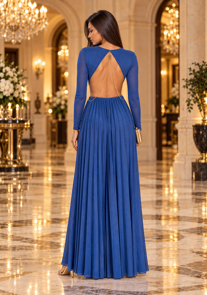 Vestido longo de corte regular com lurex