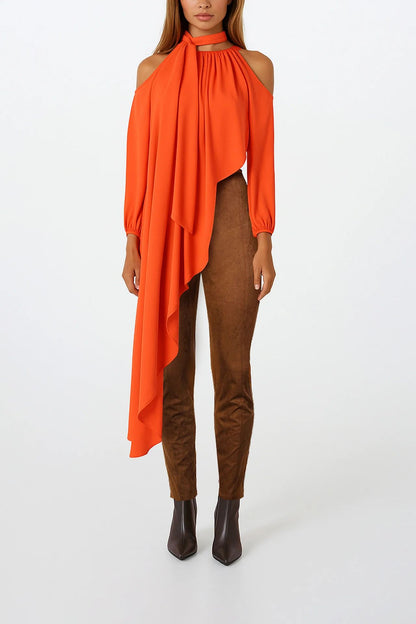 Leggings em efeito camurça