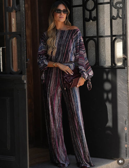 Calça Larga em Veludo Canelado