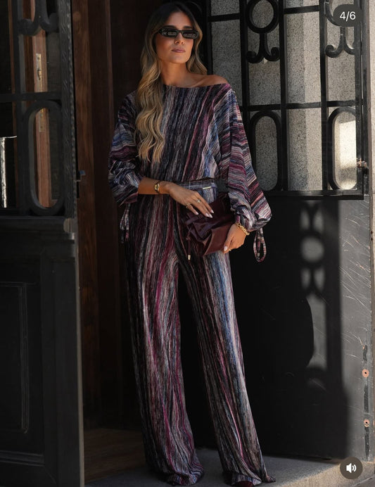 Calça Larga em Veludo Canelado