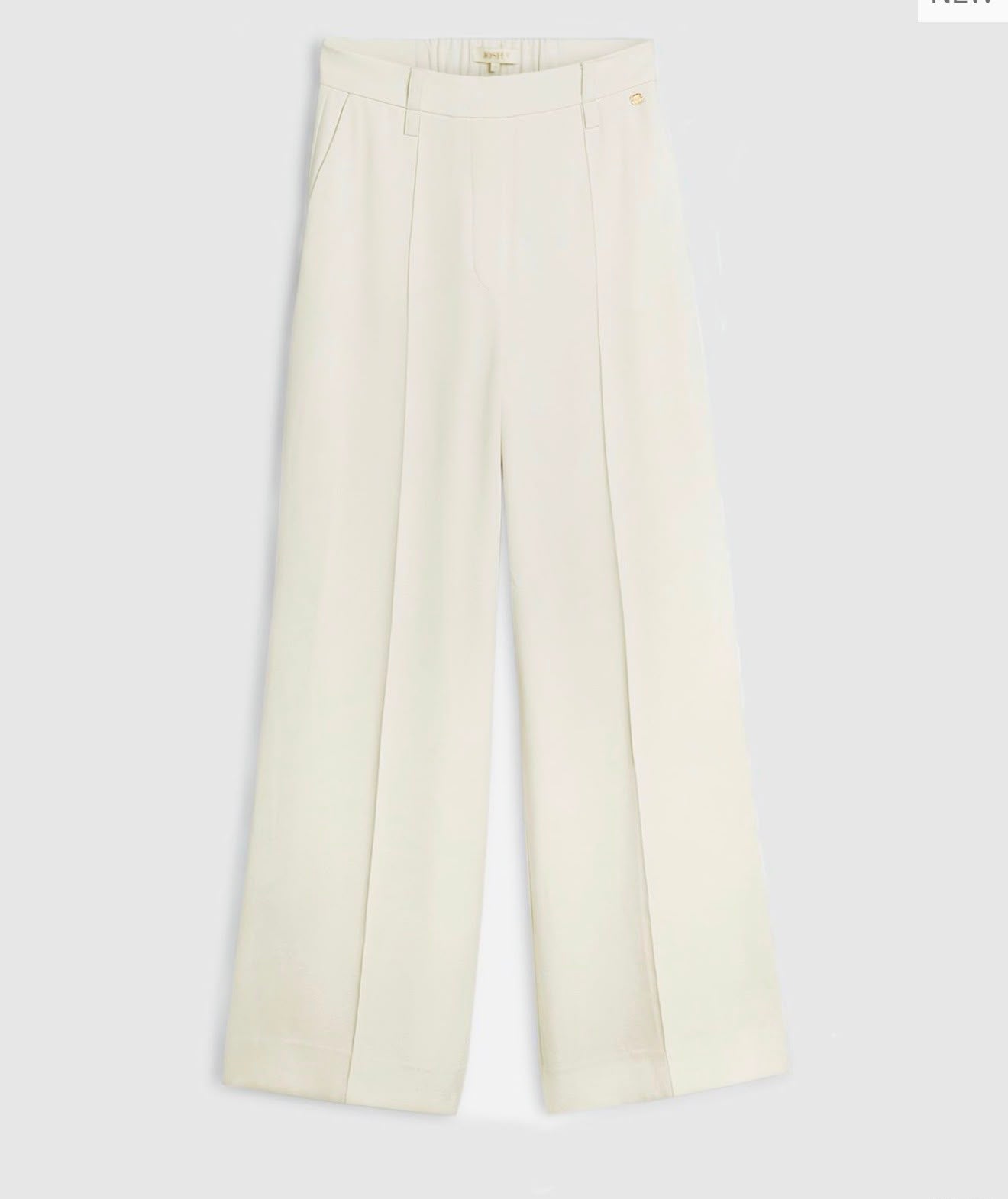 Calça de cintura alta e pernas largas JV-ESSA - branco-creme