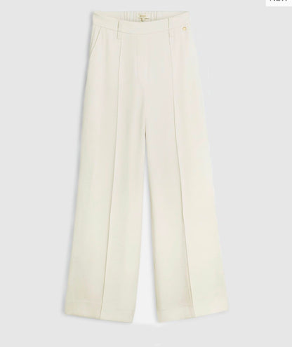 Calça de cintura alta e pernas largas JV-ESSA - branco-creme