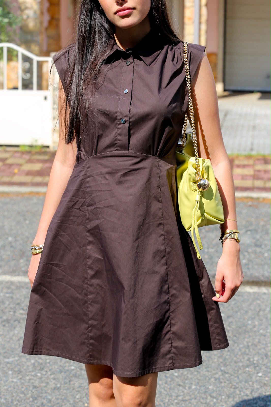 Vestido curto de popeline