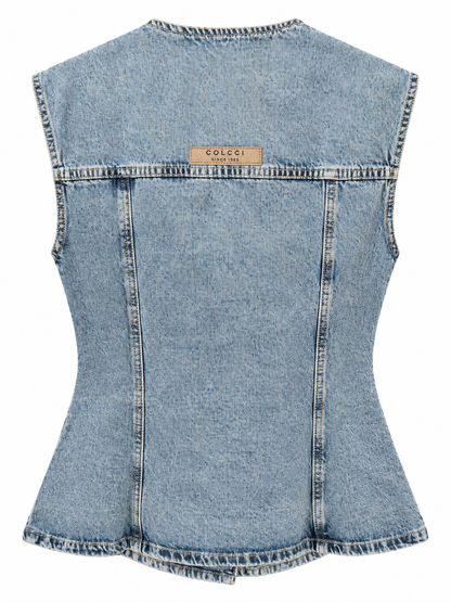 Colete Jeans Acinturado
