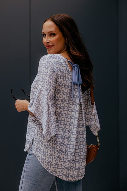 Túnica estampada laço nas costas