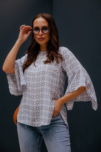 Túnica estampada laço nas costas