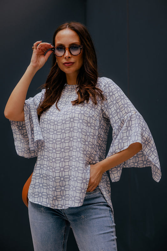 Túnica estampada laço nas costas