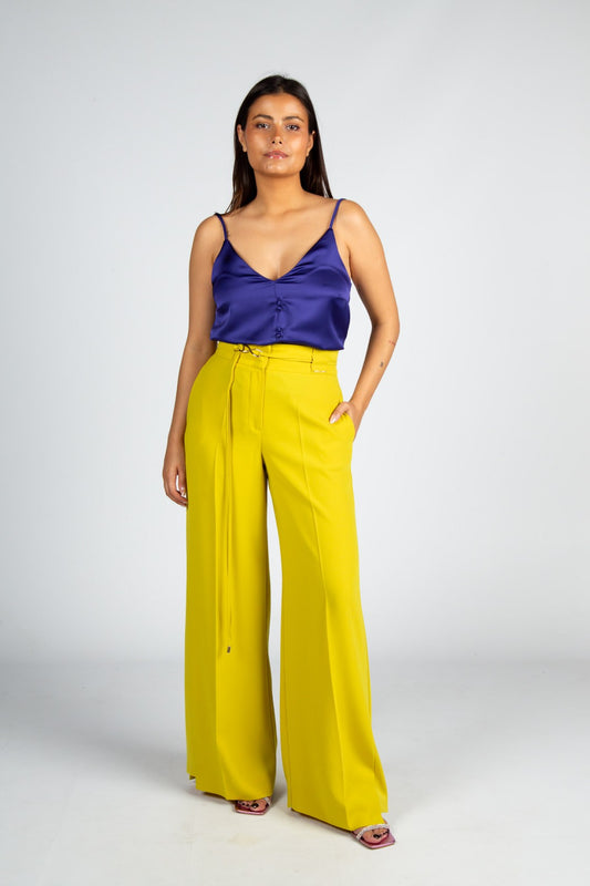 Calças pantalonas amarelo