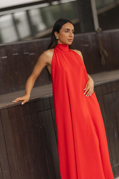 Vestido Halter Acetinado