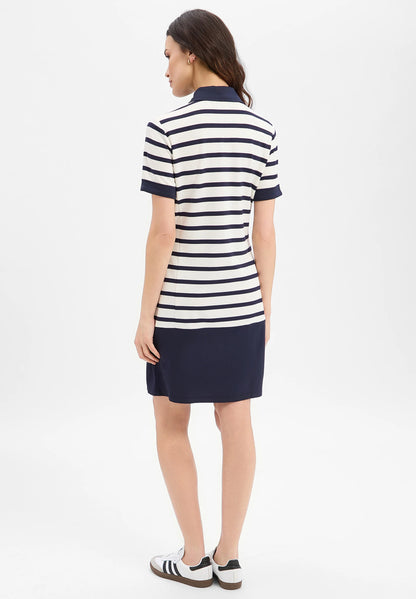 Vestido Manga Curat Riscas Azul e Branco