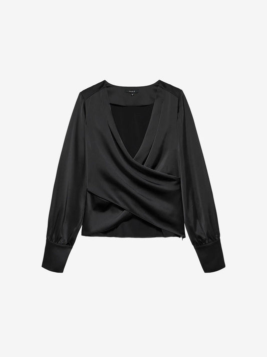 Blusa de cetim com drapeado