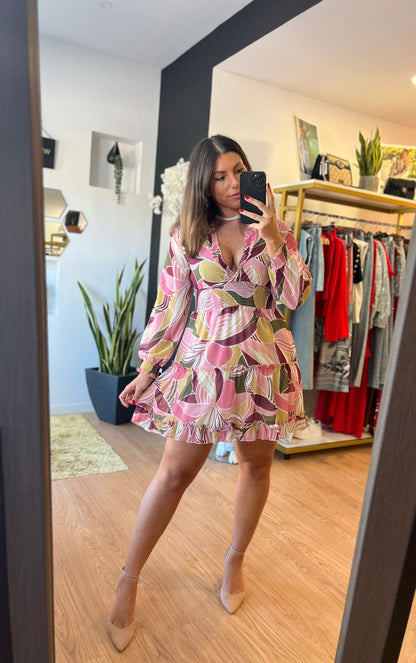 Vestido estampado com cós elástico