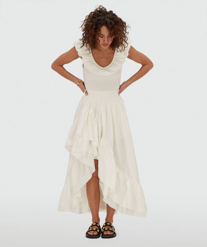 Saia maxi de cintura alta TARRANT - branco-creme