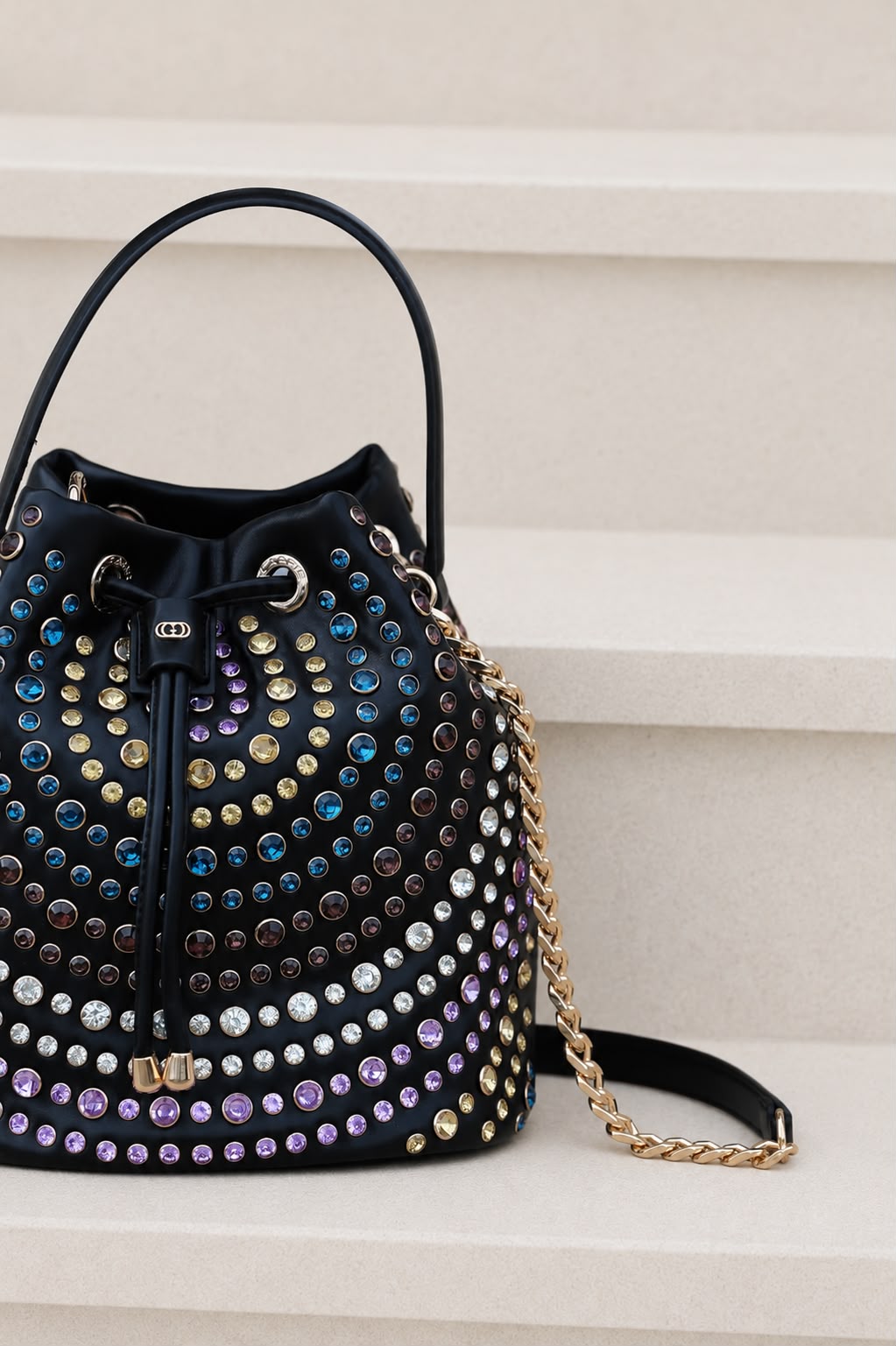 Mala Saco La Carrie com Cristais Multicoloridos