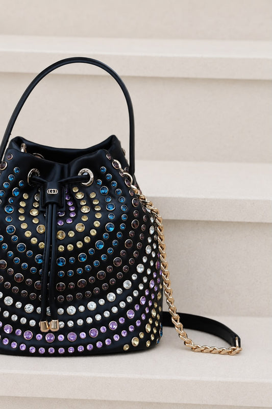 Mala Saco La Carrie com Cristais Multicoloridos