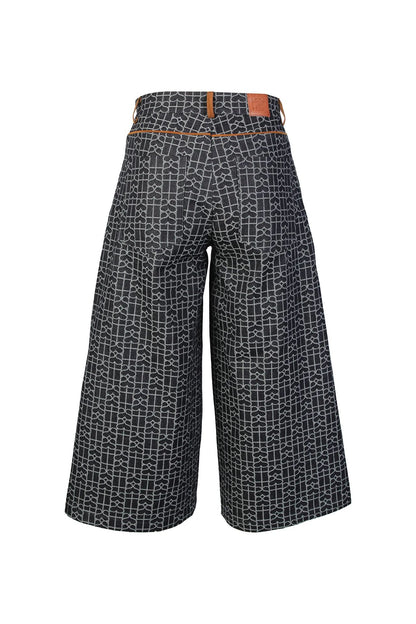 Calças Culotte Denim com Estampa SH