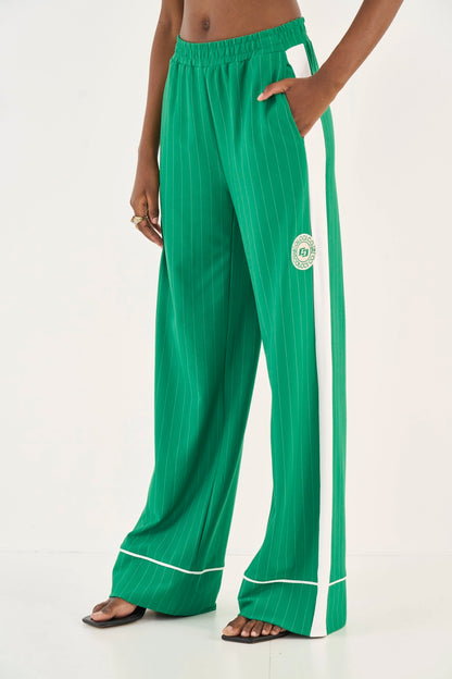 Calça Listrada Wide Leg Jade