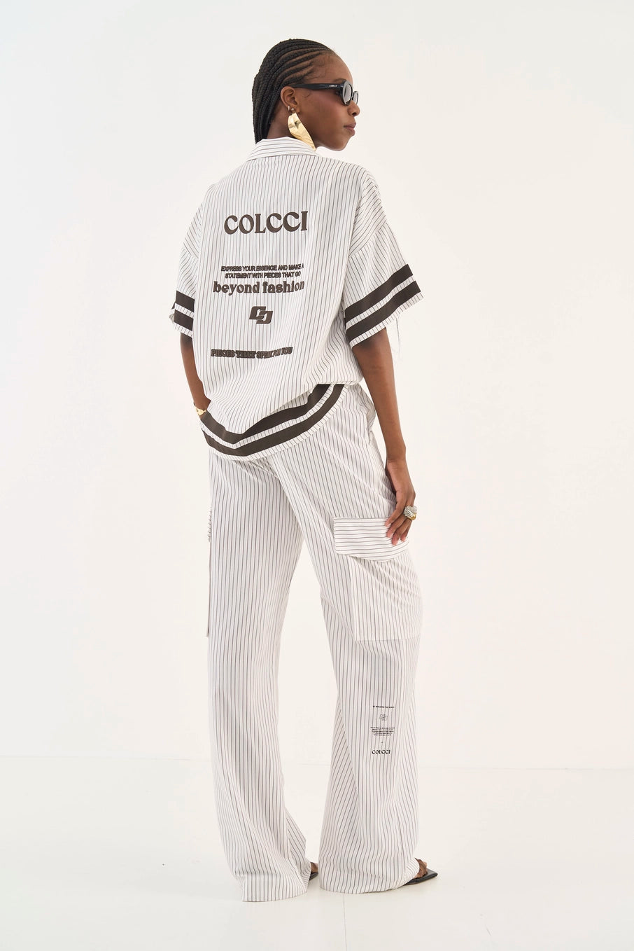 Calça Joana Listrada Wide Leg