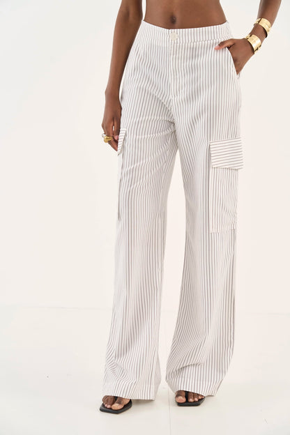 Calça Joana Listrada Wide Leg