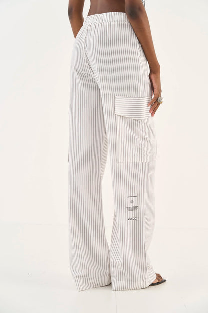 Calça Joana Listrada Wide Leg