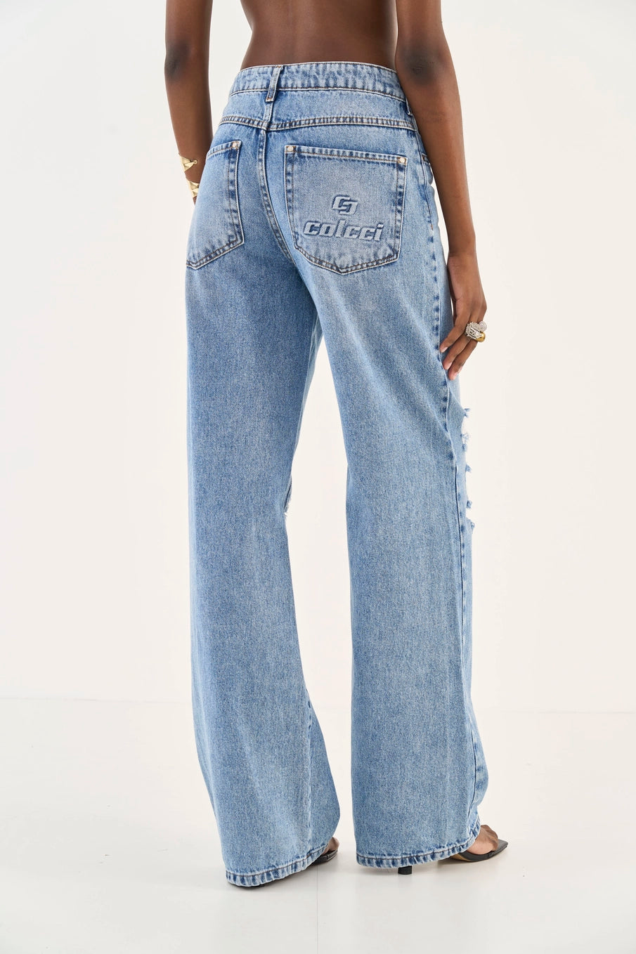 Calça Jeans Wide Leg Destroyed